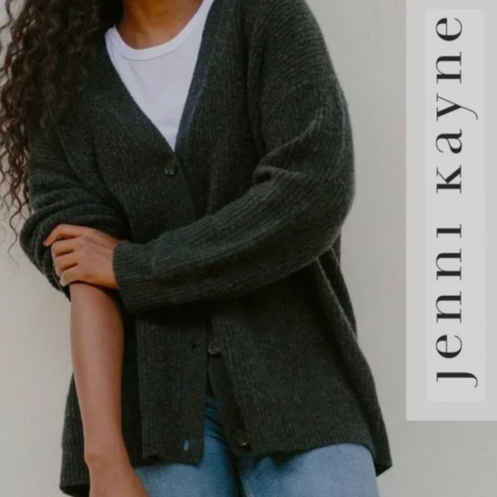 JENNI KAYNE Cashmere Cocoon Cardigan Charcoal Gray
